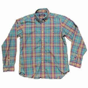 Thornhill Mens Multicolor Long Sleeve Button Down Plaid Shirt Size Medium
